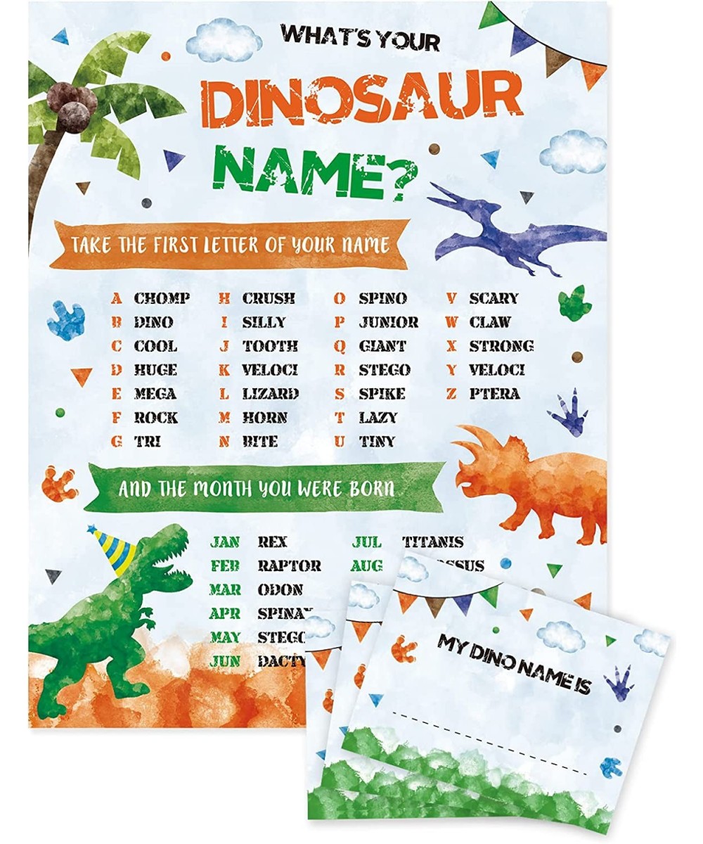 What’s Your Dinosaur Name Game - Watercolor Dinosaur Party Supplies for Boys Kids Birthday Baby Shower Party Game Sign 25 PCS...