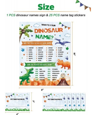 What’s Your Dinosaur Name Game - Watercolor Dinosaur Party Supplies for Boys Kids Birthday Baby Shower Party Game Sign 25 PCS...