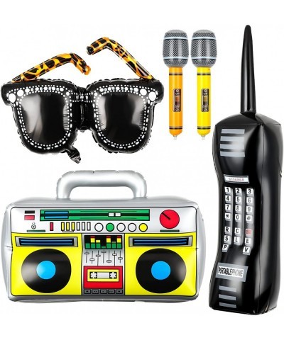 5 Pack 90s 80s Inflatable Radio Inflatable Microphones Decorations Boombox Foil Inflatable Mobile Phone Inflatable Glasses fo...