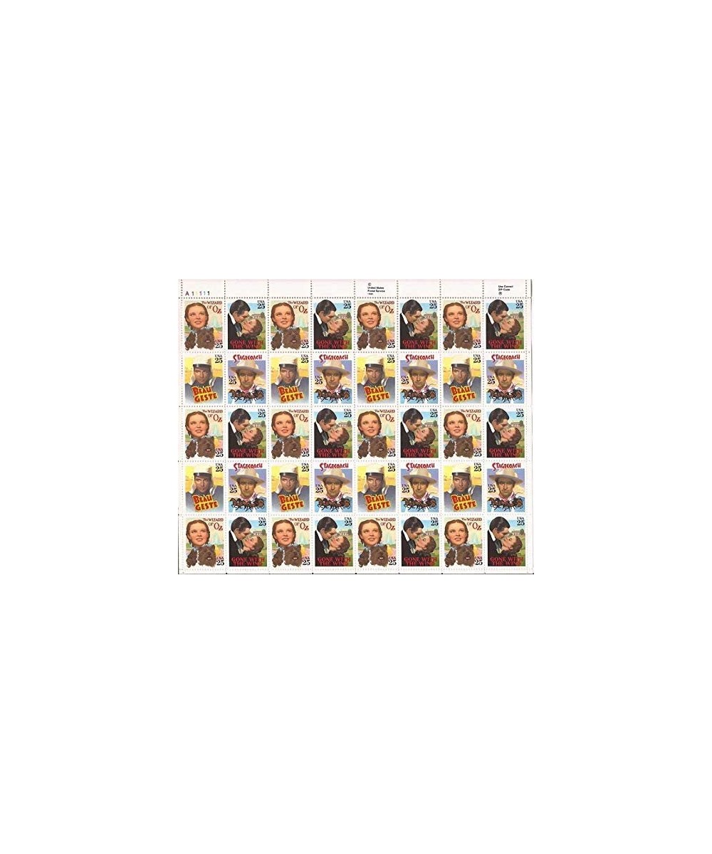 1990 25 Cent Classic Films Sheet of 40 Postage Stamps - Scott 2445-8a $25.73 Collectibles Display & Storage