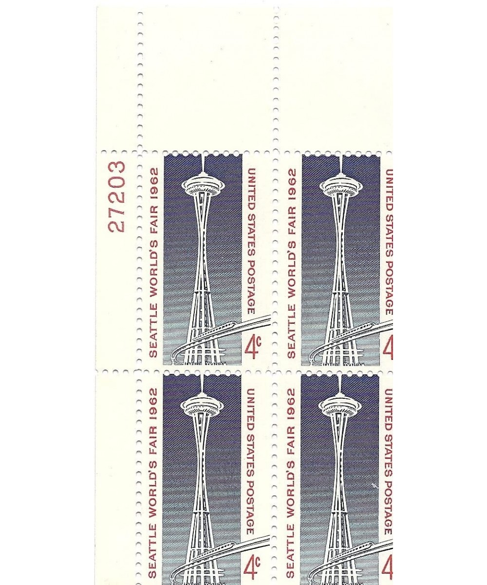 1962 Seattle World's Fair 4 Cent US Postage Stamp Plate Block MNH Scott 1196 $13.69 Collectible Postage Stamps