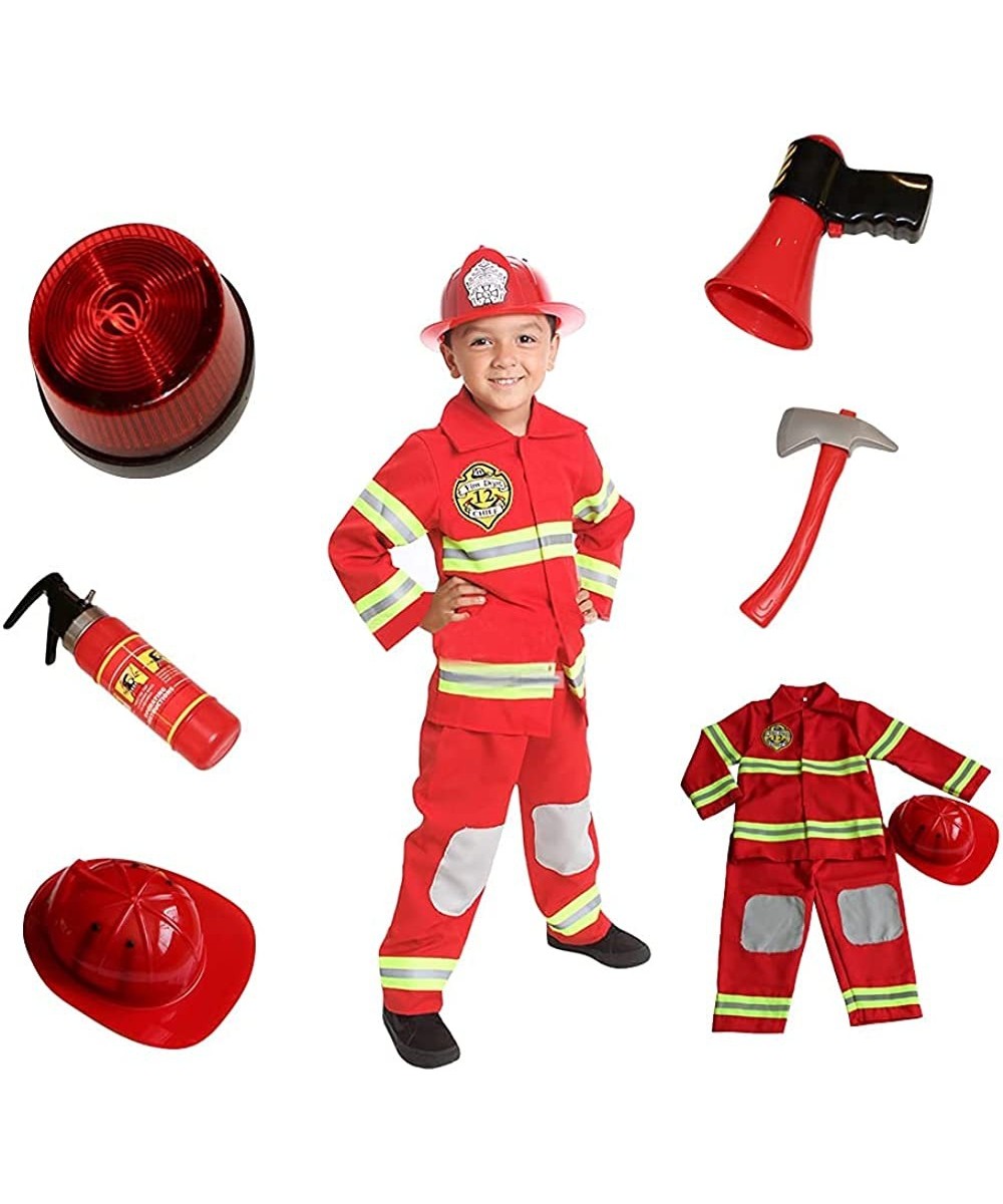 Fire Fighter Costume Light up Patch on Chest Kids W/Hat Fire Man T S M 3-4 4-5 6-8 $52.19 Kids' Costumes