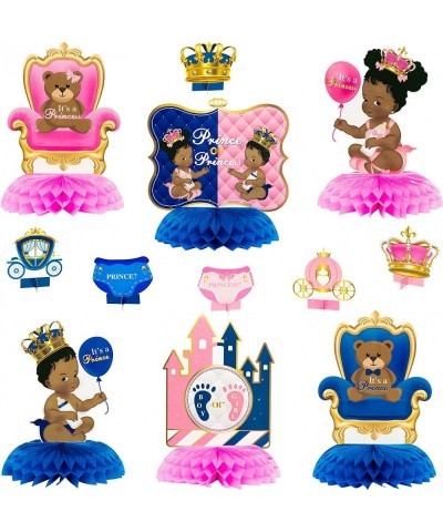 12Pcs African American Baby Gender Reveal Honeycomb Centerpieces Royal Prince or Princess Baby?Shower Boy or Girl Gender Reve...