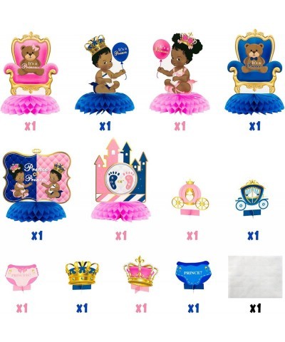 12Pcs African American Baby Gender Reveal Honeycomb Centerpieces Royal Prince or Princess Baby?Shower Boy or Girl Gender Reve...