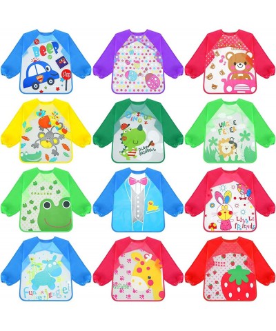 12 Packs Kids Art Smock Long Sleeve Waterproof Painting Apron for Kids Paint Clothes Artist Aprons Toddler Art Supplies 1-4 Y...