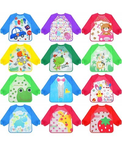 12 Packs Kids Art Smock Long Sleeve Waterproof Painting Apron for Kids Paint Clothes Artist Aprons Toddler Art Supplies 1-4 Y...