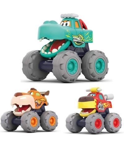 Toy Cars for 1 2 3 Year Old Boys 3 Pack Friction Powered Cars Pull Back Toy Cars Set - Bull Truck Leopard Truck Crocodile Tru...