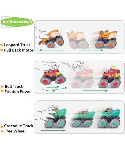 Toy Cars for 1 2 3 Year Old Boys 3 Pack Friction Powered Cars Pull Back Toy Cars Set - Bull Truck Leopard Truck Crocodile Tru...