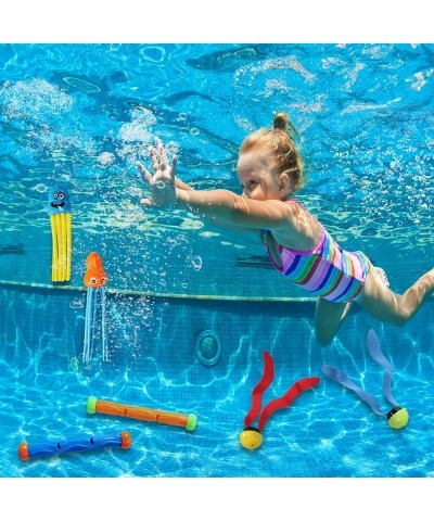 32 Pcs Diving Pool Toys Set with Bonus Storage Bag Includes Diving Rings Diving Sticks Toypedo Bandits Diving Toy Balls Octop...