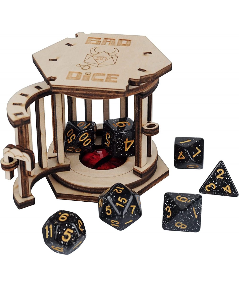 DND Dice Jail Prison with Polyhedral Dice Set Wood Cage for Your Bad Dice (Dice Jail A) $25.55 Game Accessories