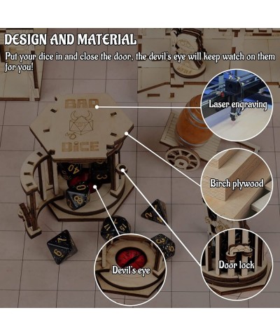 DND Dice Jail Prison with Polyhedral Dice Set Wood Cage for Your Bad Dice (Dice Jail A) $25.55 Game Accessories