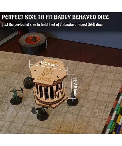 DND Dice Jail Prison with Polyhedral Dice Set Wood Cage for Your Bad Dice (Dice Jail A) $25.55 Game Accessories