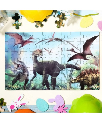 4 Pieces Wooden Puzzles Easter Eggs Puzzles Dinosaur Jigsaw Puzzle Toys Dino Eggs Educational Toys for Teen Dinosaur Party Ch...