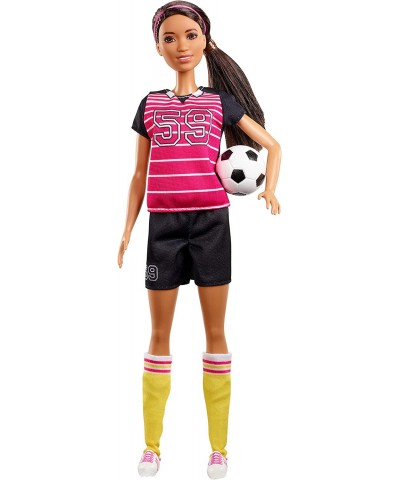 Athlete Doll Brunette Wearing Uniform and Socks with Soccer Ball $55.35 Dolls