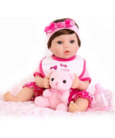 Lifelike Reborn Baby Dolls Pink Bassinet 18 inch Realistic Newborn Girl Doll in Soft Vinly and Weighted Body with 9-Piece Gif...