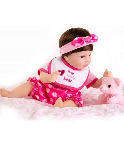 Lifelike Reborn Baby Dolls Pink Bassinet 18 inch Realistic Newborn Girl Doll in Soft Vinly and Weighted Body with 9-Piece Gif...