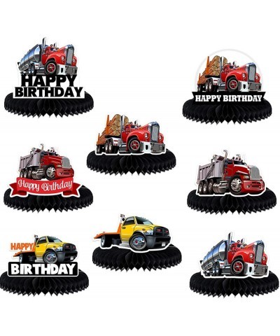 Heavy Trucks Semi Truck Happy Birthday Honeycomb Centerpieces Transportation Theme Decor for 1st Birthday Party Baby Shower F...