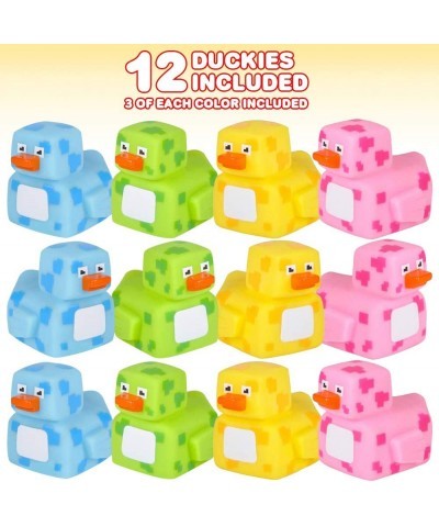 2.25 Inch Pixelated Rubber Duckies Pack of 12 Cute Duck Bath Tub Pool Toys in Assorted Colors Fun Decorations Carnival Suppli...