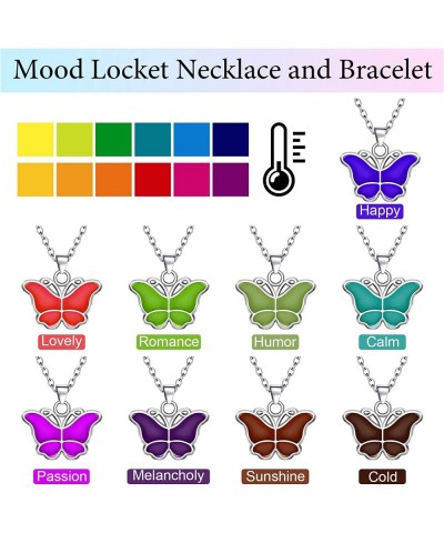 6 Pcs Mood Pendant Chain Necklace with 2 Pcs Adjustable Mood Bracelet Mood Necklaces Color Changing Mood Jewelry Thermochromi...