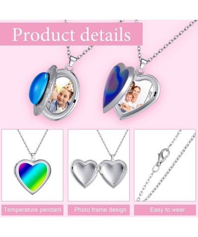 6 Pcs Mood Pendant Chain Necklace with 2 Pcs Adjustable Mood Bracelet Mood Necklaces Color Changing Mood Jewelry Thermochromi...