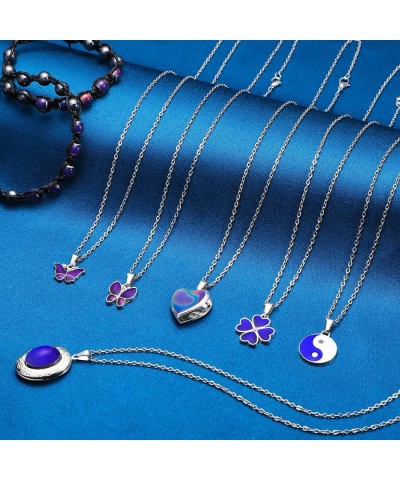 6 Pcs Mood Pendant Chain Necklace with 2 Pcs Adjustable Mood Bracelet Mood Necklaces Color Changing Mood Jewelry Thermochromi...