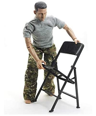 1/6 Scale Black Foldable Chair for 12" Action Figure Accessories Dollhouse Decoration Miniature Furniture $15.51 Dollhouse Ac...