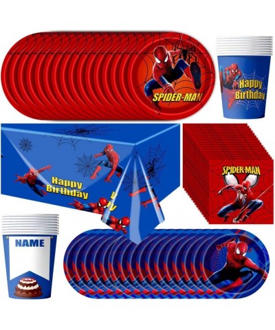 Spiderman Party Supplies for Kids Birthday Disposable Tableware for 16 Guests Include 7” Plates 9” Plates 9 oz Cups Table Cov...