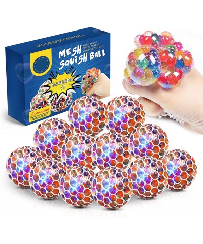 Mesh Squishy Balls 12 Pack LED Anti-Stress Squeeze Grape Balls with Water Beads Sensory Fidget Toy for Anxiety Relief for Chi...