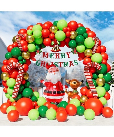 Christmas Balloon Garland Arch Kit with Red Dark Green metallic Gold Lime Green Balloon Santa Claus Balloon Elk Balloon Candy...