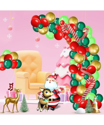 Christmas Balloon Garland Arch Kit with Red Dark Green metallic Gold Lime Green Balloon Santa Claus Balloon Elk Balloon Candy...