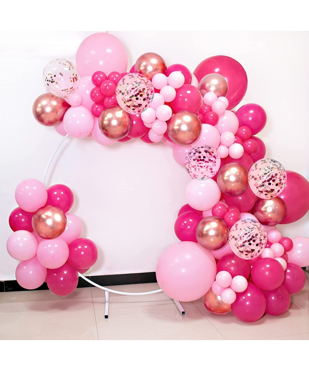 Pink Balloon Garland Arch Kit 142pcs Hot Pink Rose Gold Balloons with Confetti Balloons for Girl's Birthday Bridal Baby Showe...