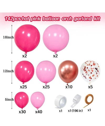 Pink Balloon Garland Arch Kit 142pcs Hot Pink Rose Gold Balloons with Confetti Balloons for Girl's Birthday Bridal Baby Showe...