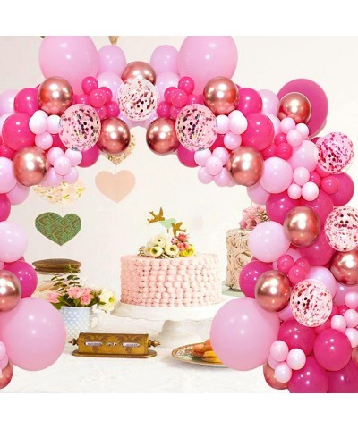 Pink Balloon Garland Arch Kit 142pcs Hot Pink Rose Gold Balloons with Confetti Balloons for Girl's Birthday Bridal Baby Showe...