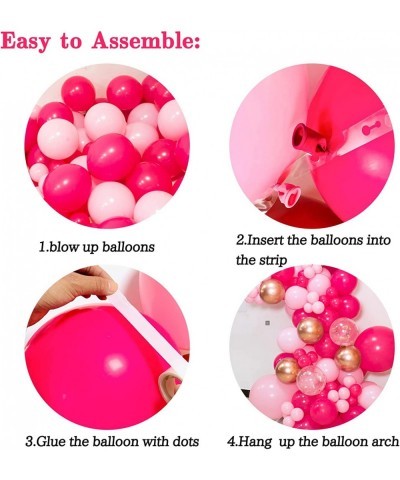 Pink Balloon Garland Arch Kit 142pcs Hot Pink Rose Gold Balloons with Confetti Balloons for Girl's Birthday Bridal Baby Showe...