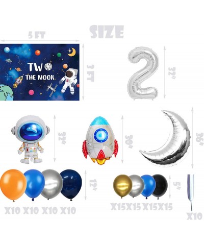 154 PCS Two the Moon 2nd Birthday Party Supplies 5x3 FT Outer Space Photography Backdrop 2 the Moon Balloons Arch Garland Kit...