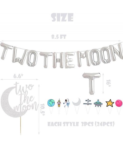 154 PCS Two the Moon 2nd Birthday Party Supplies 5x3 FT Outer Space Photography Backdrop 2 the Moon Balloons Arch Garland Kit...