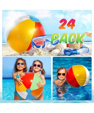 24 Pack 16 Inches Inflatable Beach Ball Kids and Adults Blow up Rainbow Colored Beach Ball for Beach Pool Party Favors School...