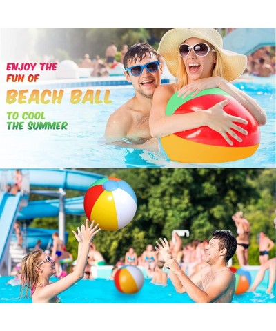 24 Pack 16 Inches Inflatable Beach Ball Kids and Adults Blow up Rainbow Colored Beach Ball for Beach Pool Party Favors School...