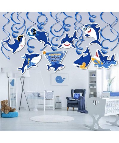 Shark Party Supplies 30 Pieces Shark Hanging Swirls Kids Birthday Decorations for Boys Girls Shark Sea Theme Party Baby Showe...