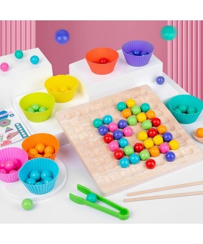 Kids Funny Rainbow Wooden Board Bead Game Wooden Peg Board Game Montessori Game Color Matching Sorting Learning Educational T...