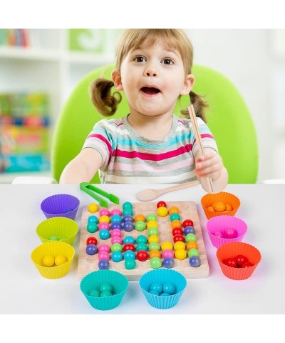 Kids Funny Rainbow Wooden Board Bead Game Wooden Peg Board Game Montessori Game Color Matching Sorting Learning Educational T...