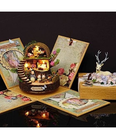 DIY Miniature Dollhouse Kit with Music Box 3D Puzzle Challenge for Adult Kids Xmas Gifts Fantasy Forest $48.84 Dollhouses