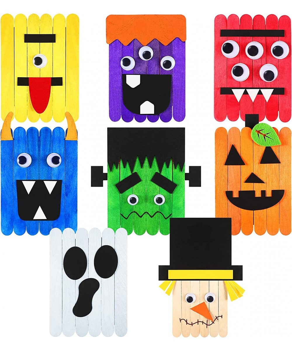 Halloween Arts and Crafts Kits for Kids Pumpkin Devil Arts Halloween Party Supplies Kit DIY Colorful Craft Sticks Ice Lolly A...