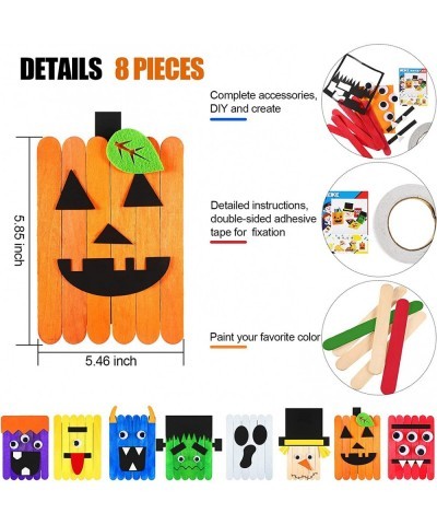 Halloween Arts and Crafts Kits for Kids Pumpkin Devil Arts Halloween Party Supplies Kit DIY Colorful Craft Sticks Ice Lolly A...