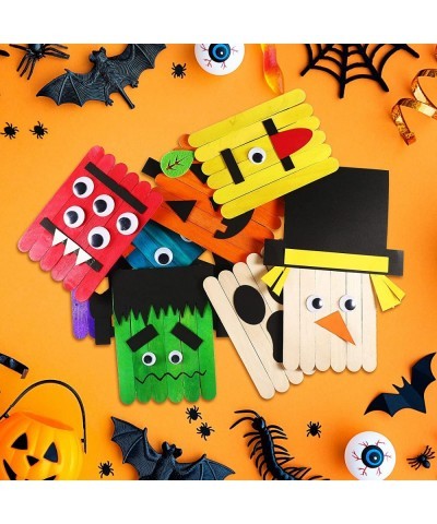 Halloween Arts and Crafts Kits for Kids Pumpkin Devil Arts Halloween Party Supplies Kit DIY Colorful Craft Sticks Ice Lolly A...