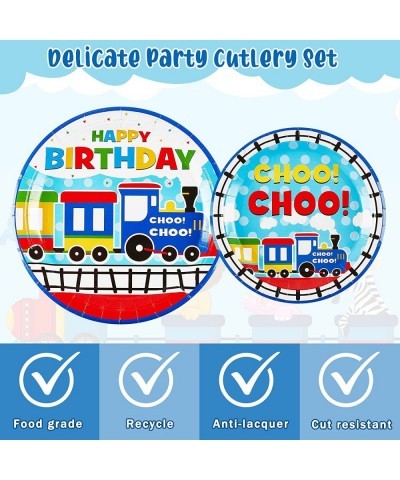 115 Pcs Train Birthday Decorations Transportation Party Supplies Train Paper Plates Car Birthday Banner Bus Party Tableware P...