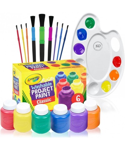 Washable Kids Paint 6 Count 9 Paint Brushes Paint Palette - Washable Paint Set For Kids Craft Projects Finger Painting Suppli...