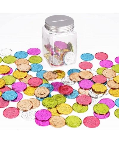 Caught Being Good Coins Tokens-100 Pcs Colorful Plastic Reward Incentive Behavior Pretend Play Coins with Reward Jar Reward P...