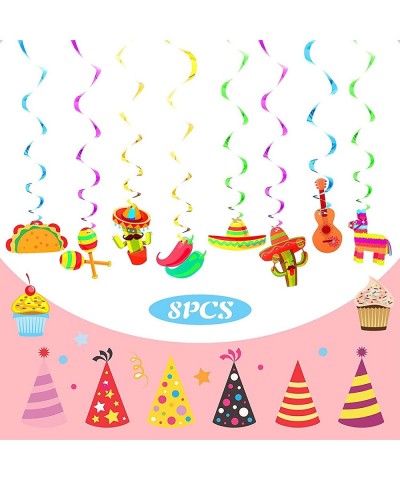 Mexican Theme Birthday Party Decorations Set Fiesta Party Supplies Pre-Strung Happy Birthday Banner Cupcake Cake Toppers Cact...