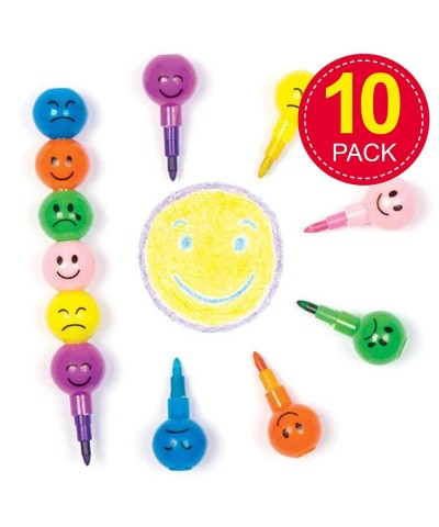 AV1462 Funky Stacking Crayons - Pack of 10 Funny Face Swap A Point Changeable Coloring Pens for Kids Pencil Cases or School $...